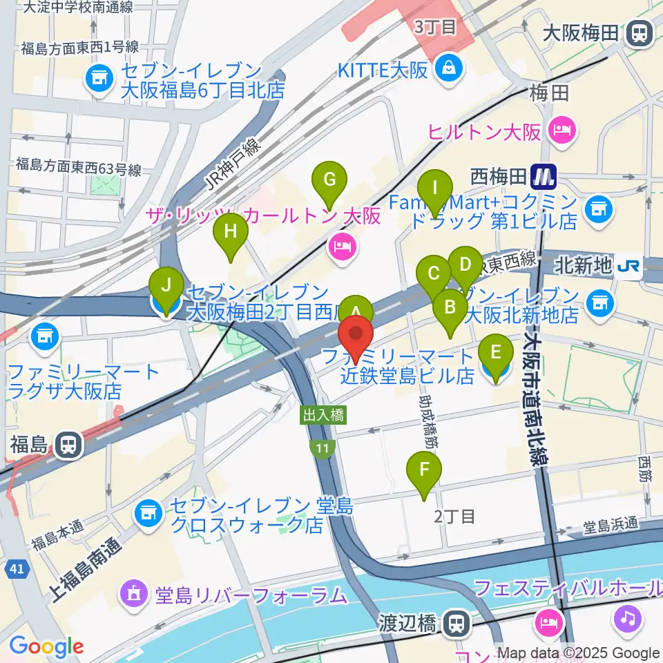 ビジュアルアーツ専門学校 大阪周辺のコンビニエンスストア一覧地図