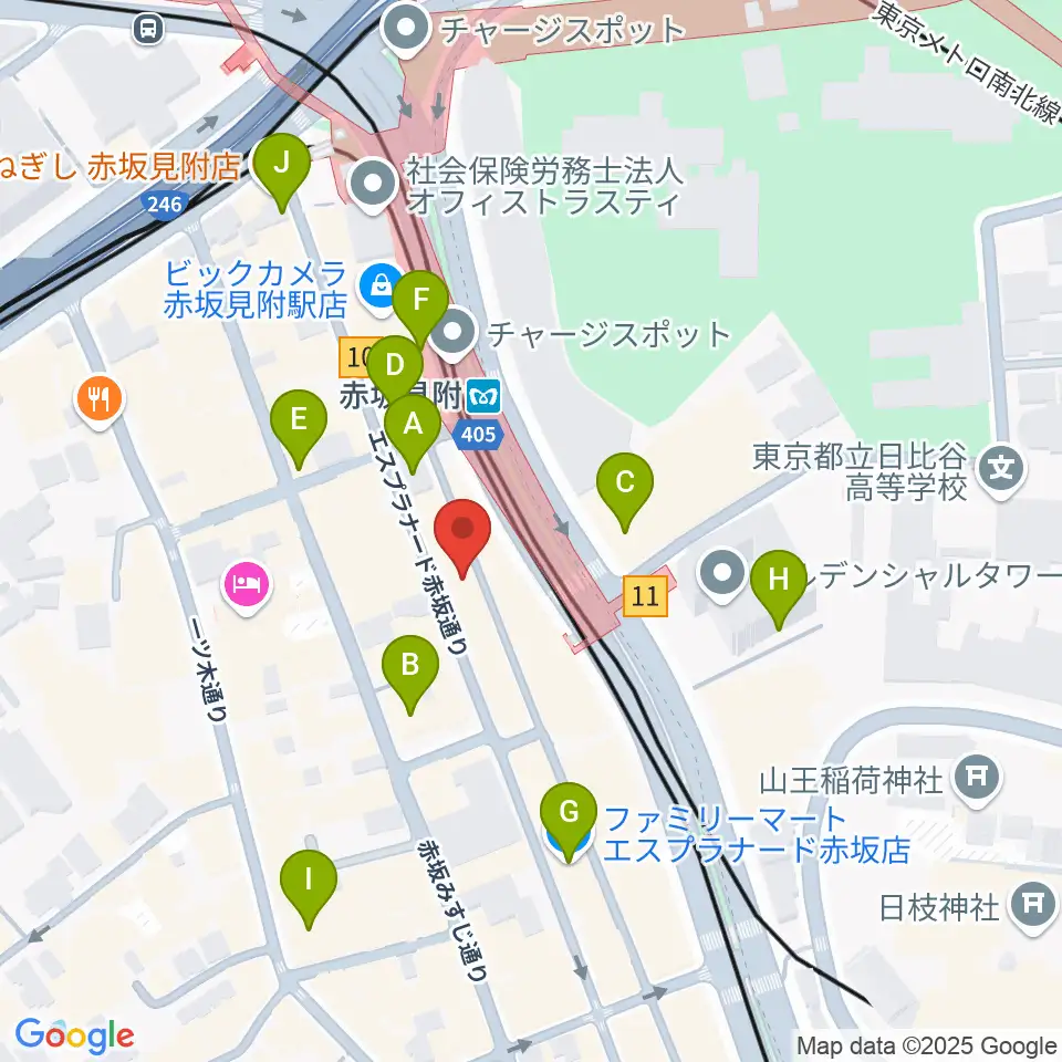 ヤマノミュージックサロン赤坂周辺のコンビニエンスストア一覧地図