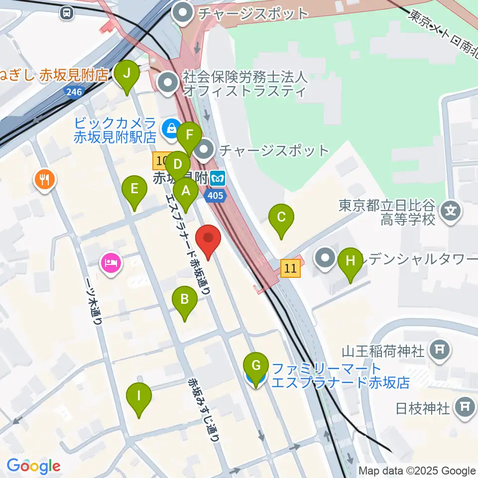 ヤマノミュージックサロン赤坂周辺のコンビニエンスストア一覧地図