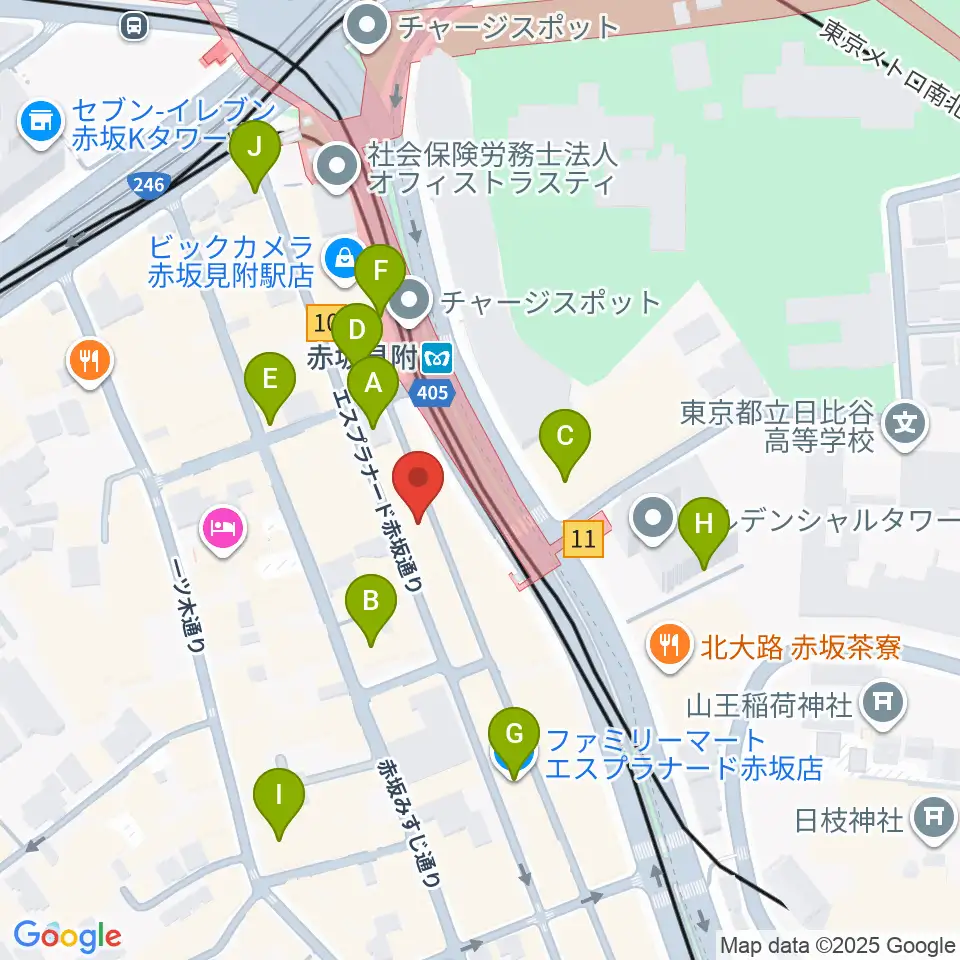 ヤマノミュージックサロン赤坂周辺のコンビニエンスストア一覧地図