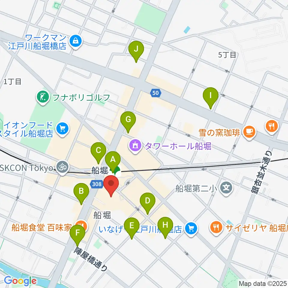 ヤマノミュージックセンター船堀周辺のコンビニエンスストア一覧地図