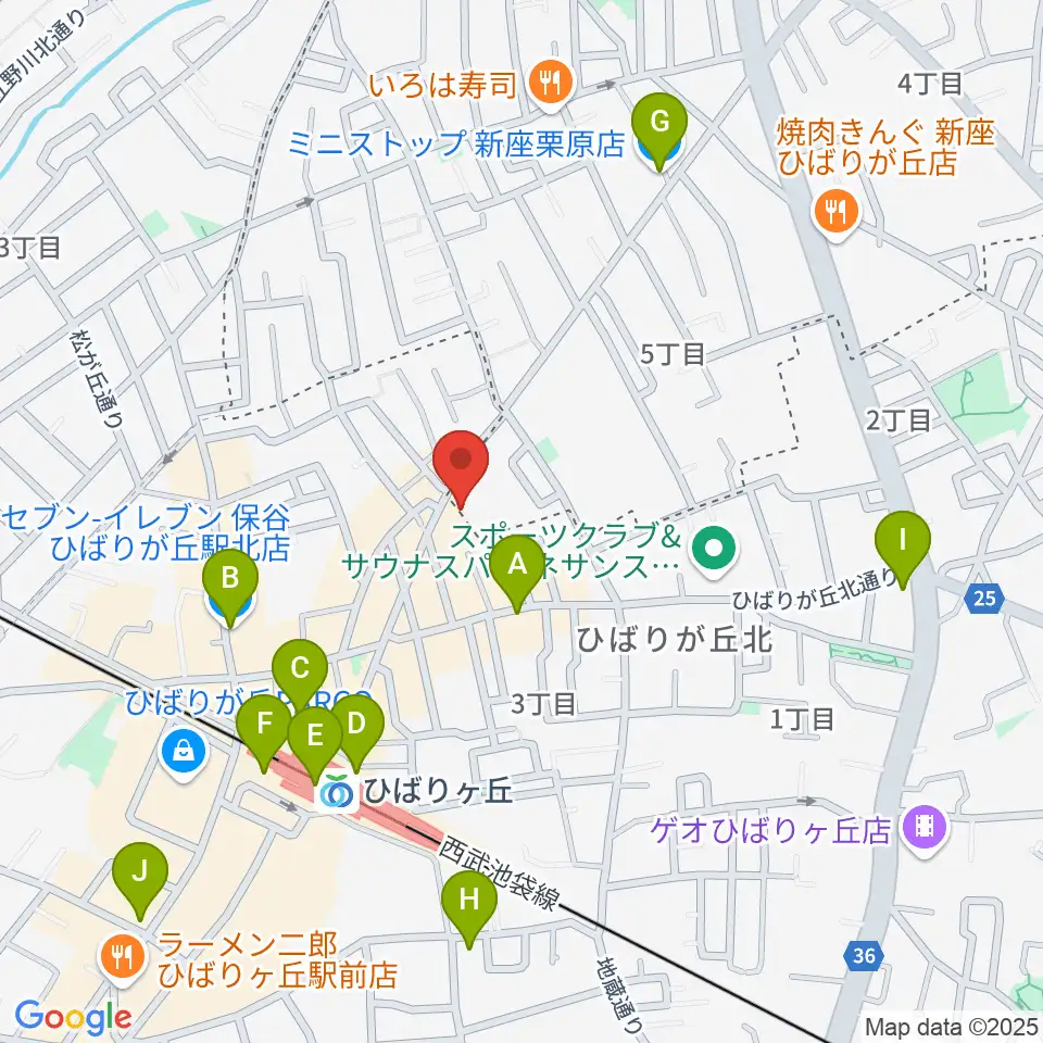 ヤマノミュージックセンターひばりが丘周辺のコンビニエンスストア一覧地図