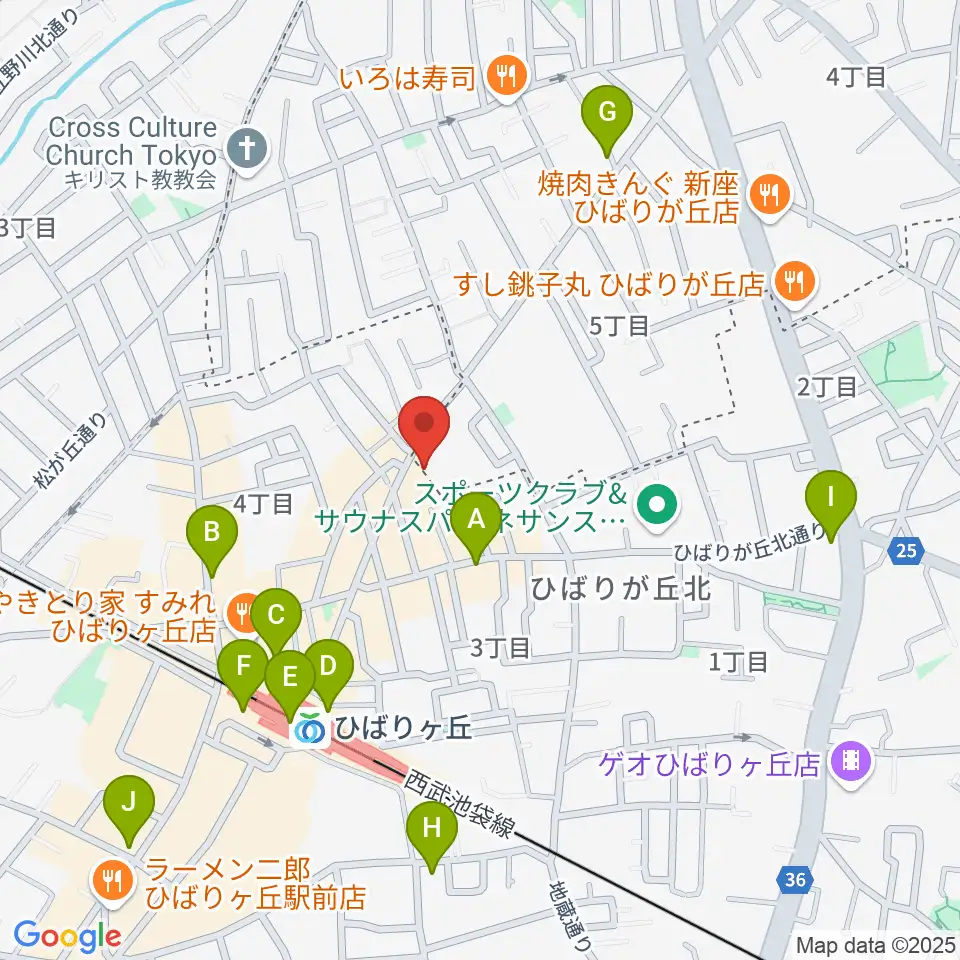 ヤマノミュージックセンターひばりが丘周辺のコンビニエンスストア一覧地図