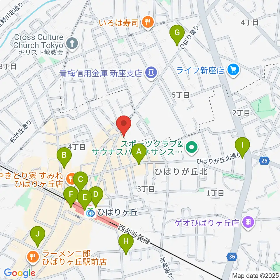 ヤマノミュージックセンターひばりが丘周辺のコンビニエンスストア一覧地図