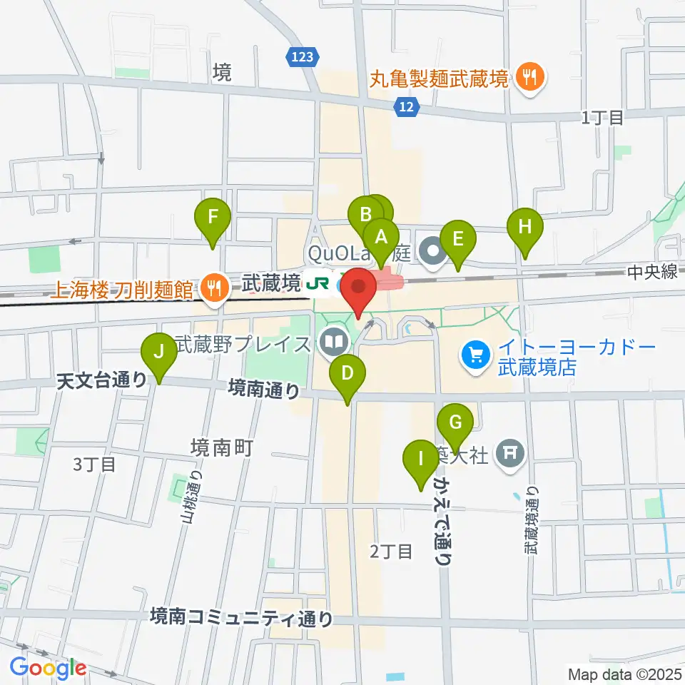 ヤマノミュージックセンター武蔵境周辺のコンビニエンスストア一覧地図