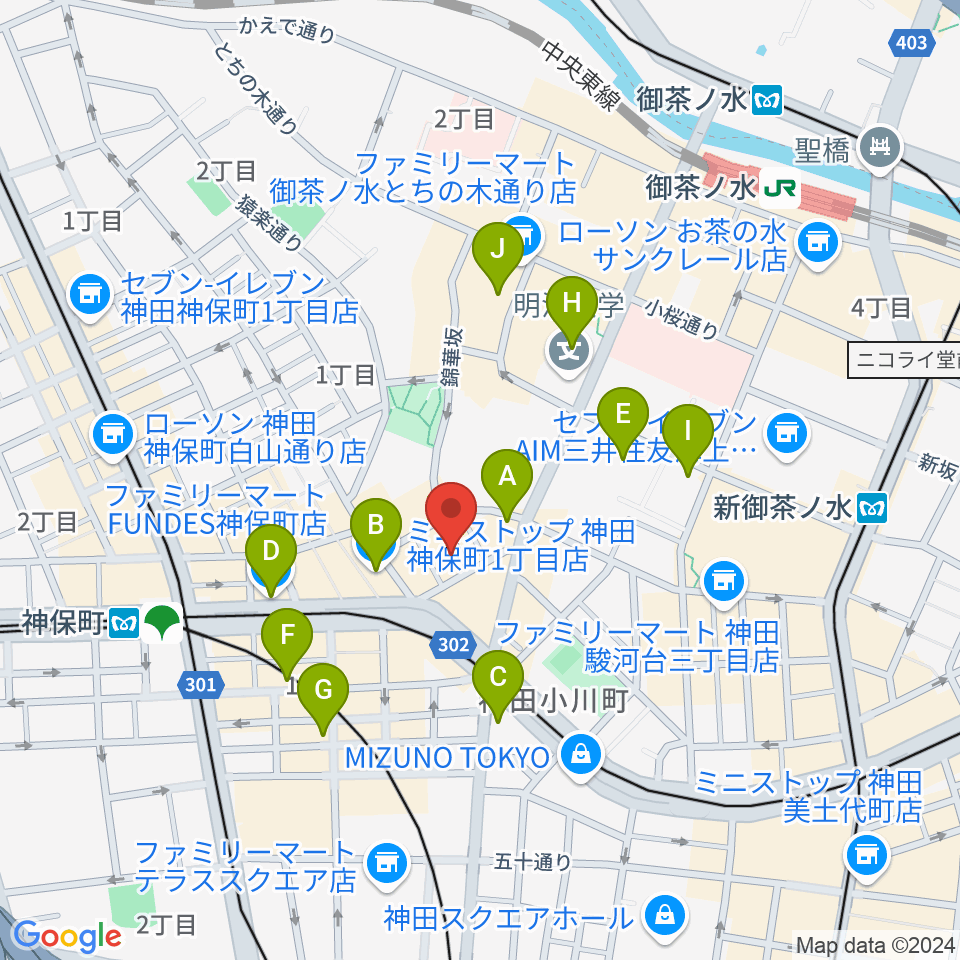 音楽教室ポレット周辺のコンビニエンスストア一覧地図