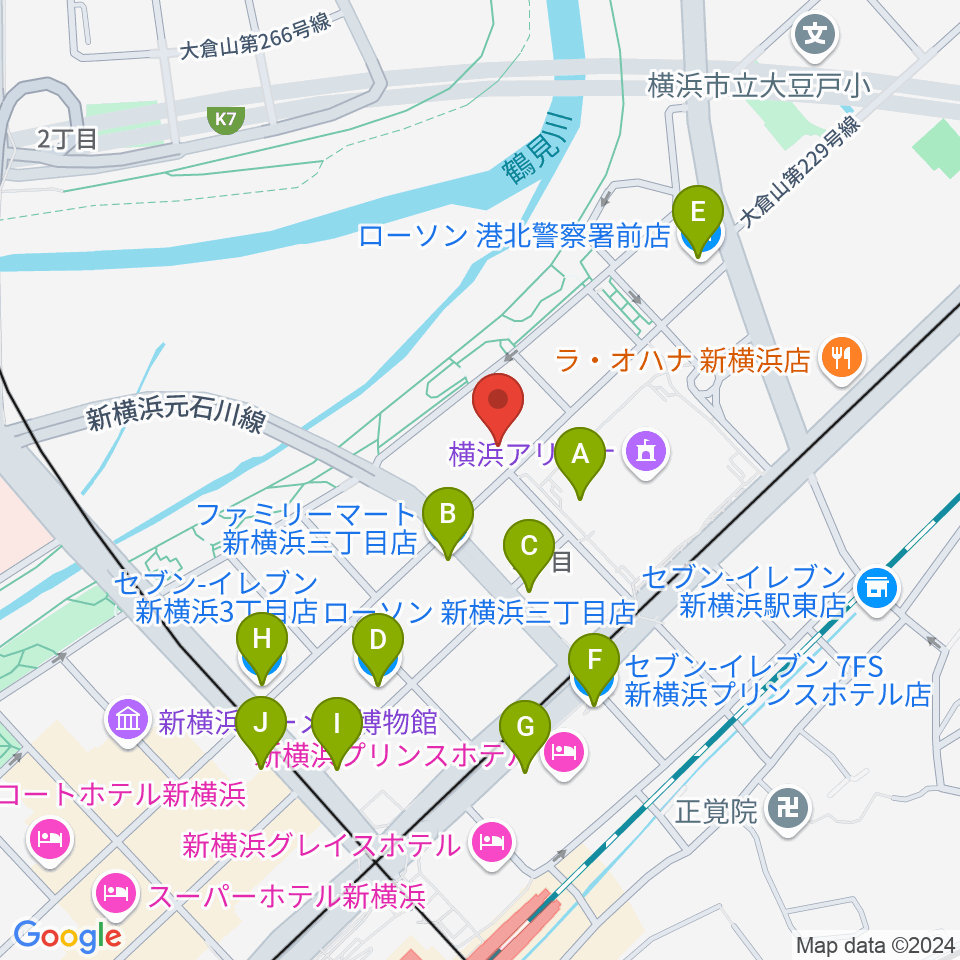 横浜デジタルアーツ専門学校周辺のコンビニエンスストア一覧地図