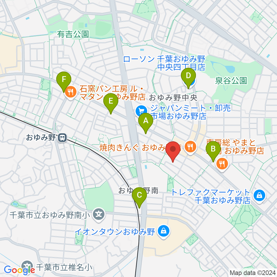 おゆみ野フルート教室周辺のコンビニエンスストア一覧地図