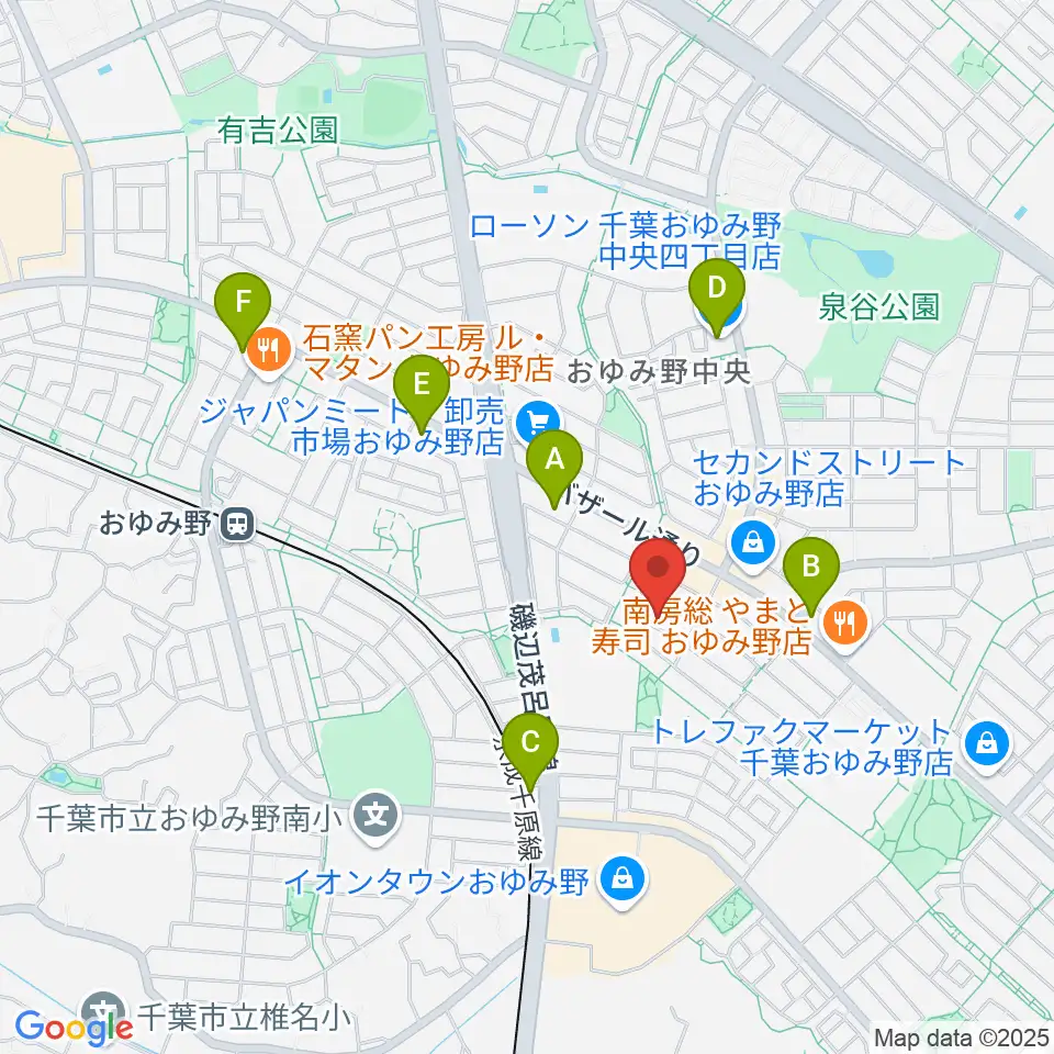 おゆみ野フルート教室周辺のコンビニエンスストア一覧地図