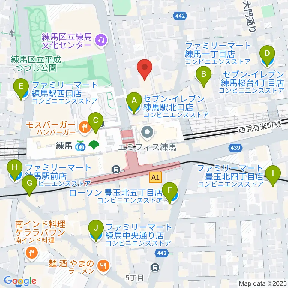 練馬ポコアポコ音楽教室周辺のコンビニエンスストア一覧地図