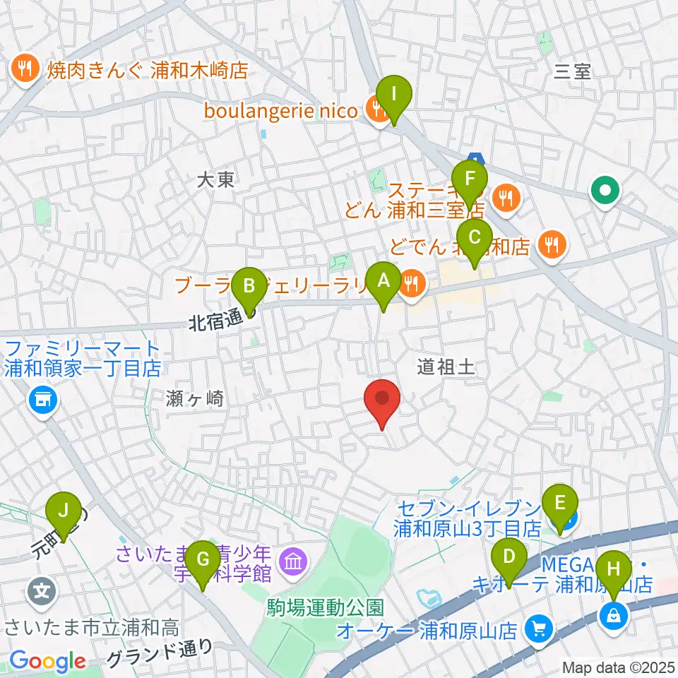 ジャズピアノ教室Side by Side周辺のコンビニエンスストア一覧地図
