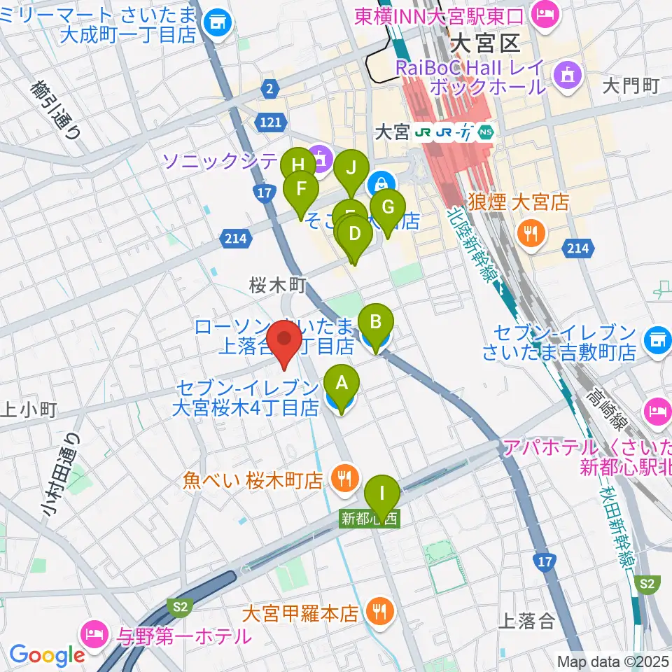 モーゼ音楽スクール周辺のコンビニエンスストア一覧地図