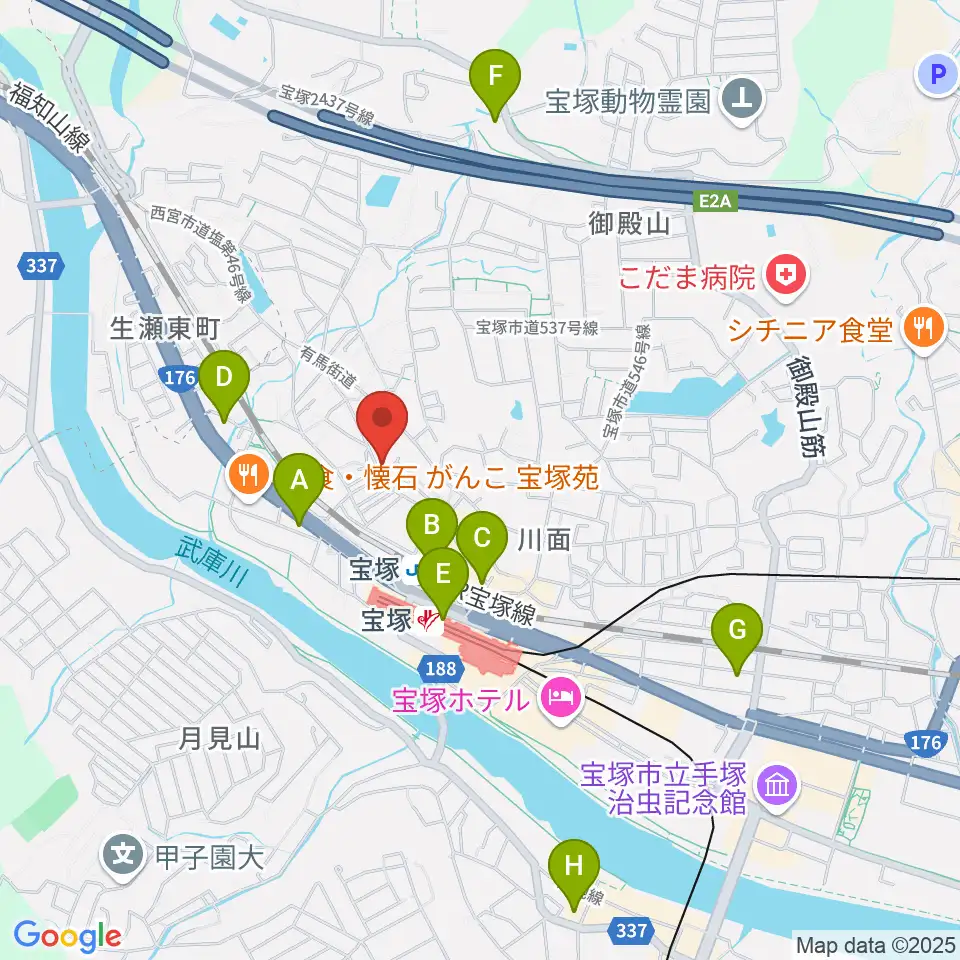 宝塚ミュージックリサーチ周辺のコンビニエンスストア一覧地図