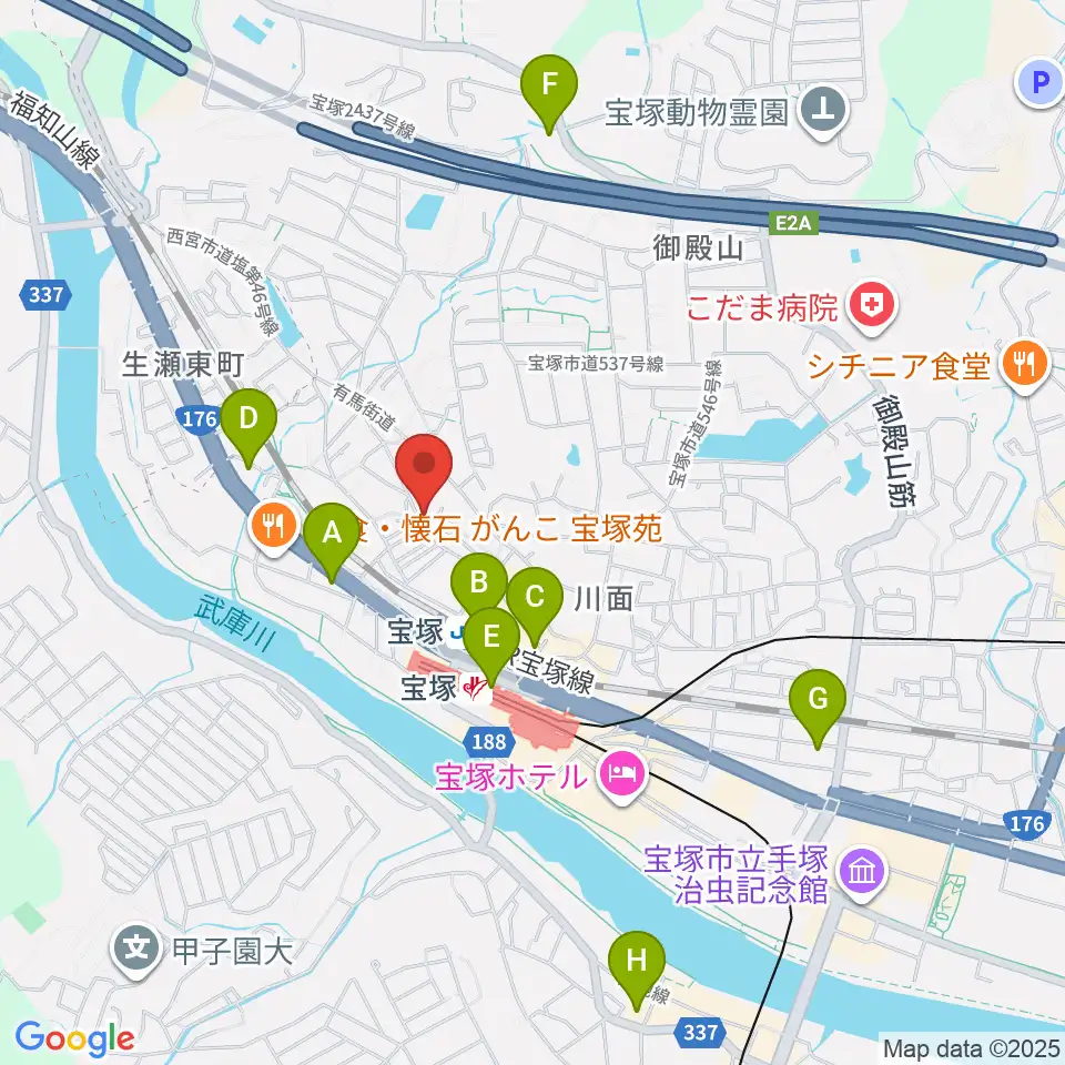 宝塚ミュージックリサーチ周辺のコンビニエンスストア一覧地図