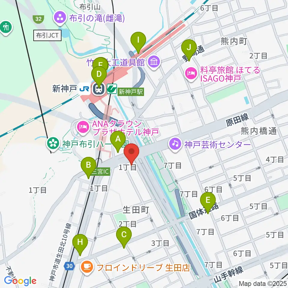 山下ピアノ社音楽教室周辺のコンビニエンスストア一覧地図