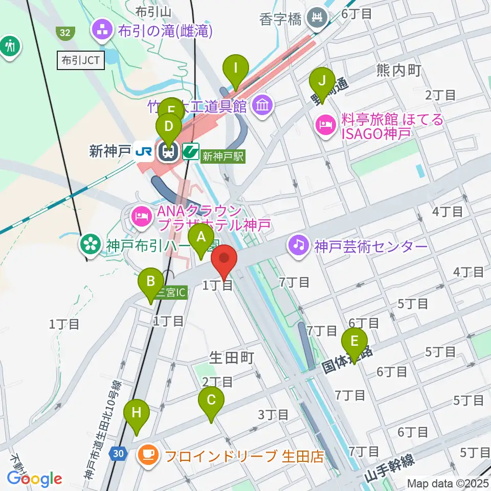 山下ピアノ社音楽教室周辺のコンビニエンスストア一覧地図