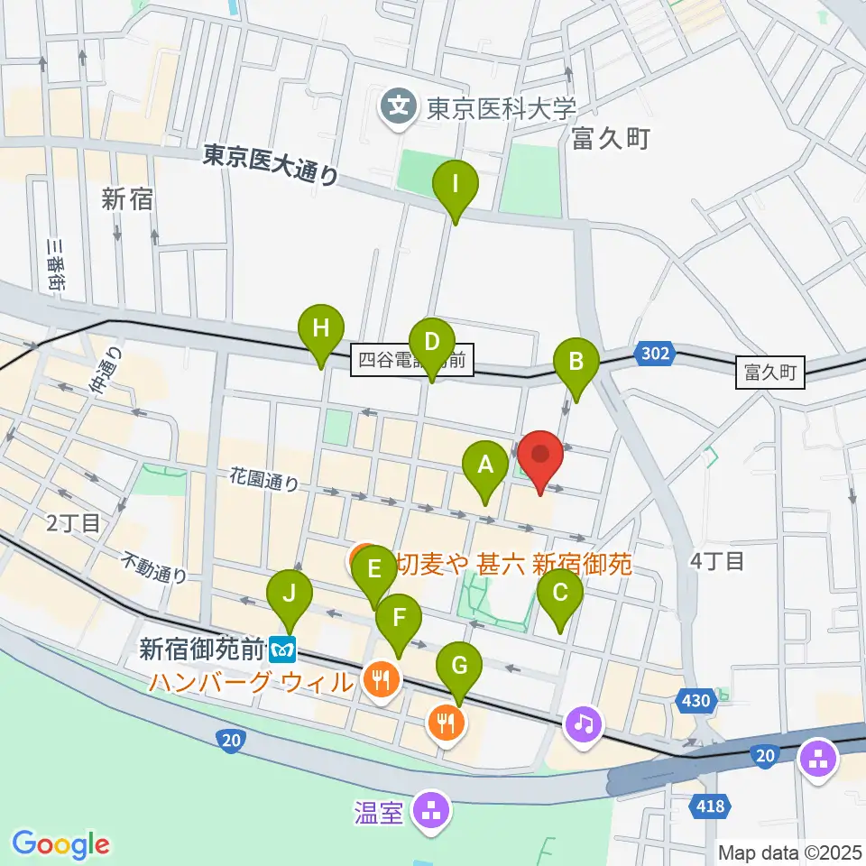 新宿ギター音楽院周辺のコンビニエンスストア一覧地図