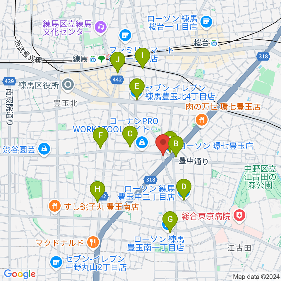 Music Studio M周辺のコンビニエンスストア一覧地図