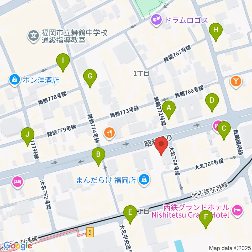 Oshiroミュージックスクール福岡校周辺のコンビニエンスストア一覧地図