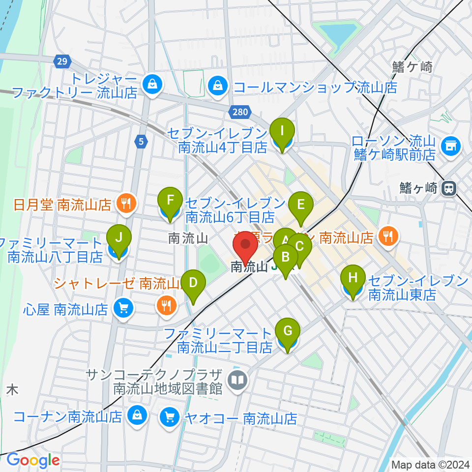 夢弦の会ギタースクール周辺のコンビニエンスストア一覧地図