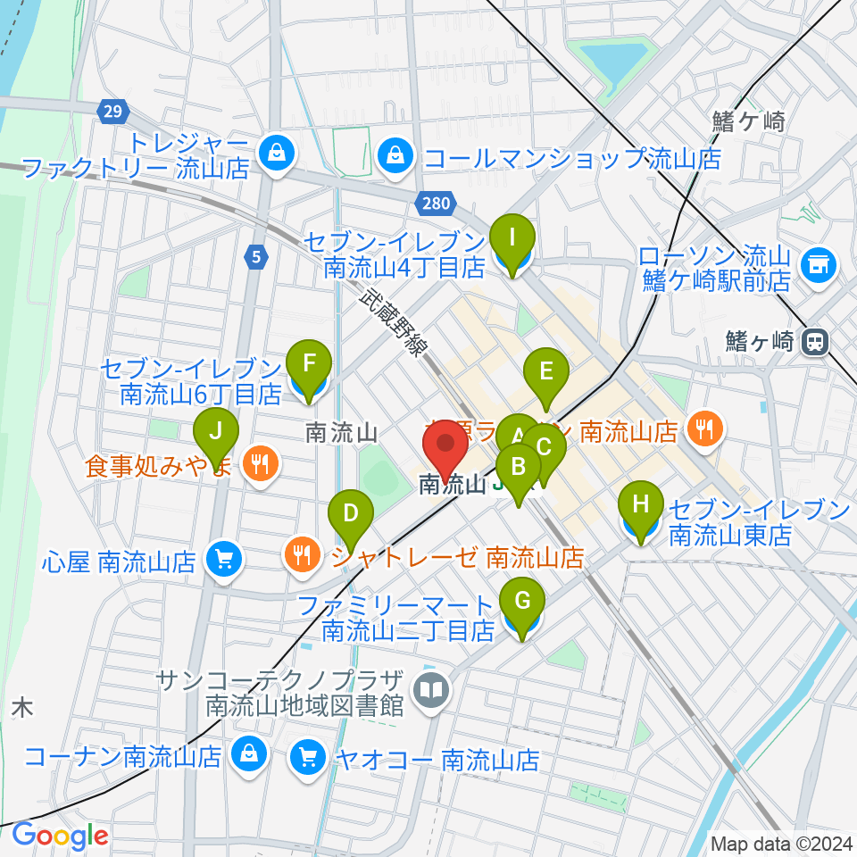 夢弦の会ギタースクール周辺のコンビニエンスストア一覧地図