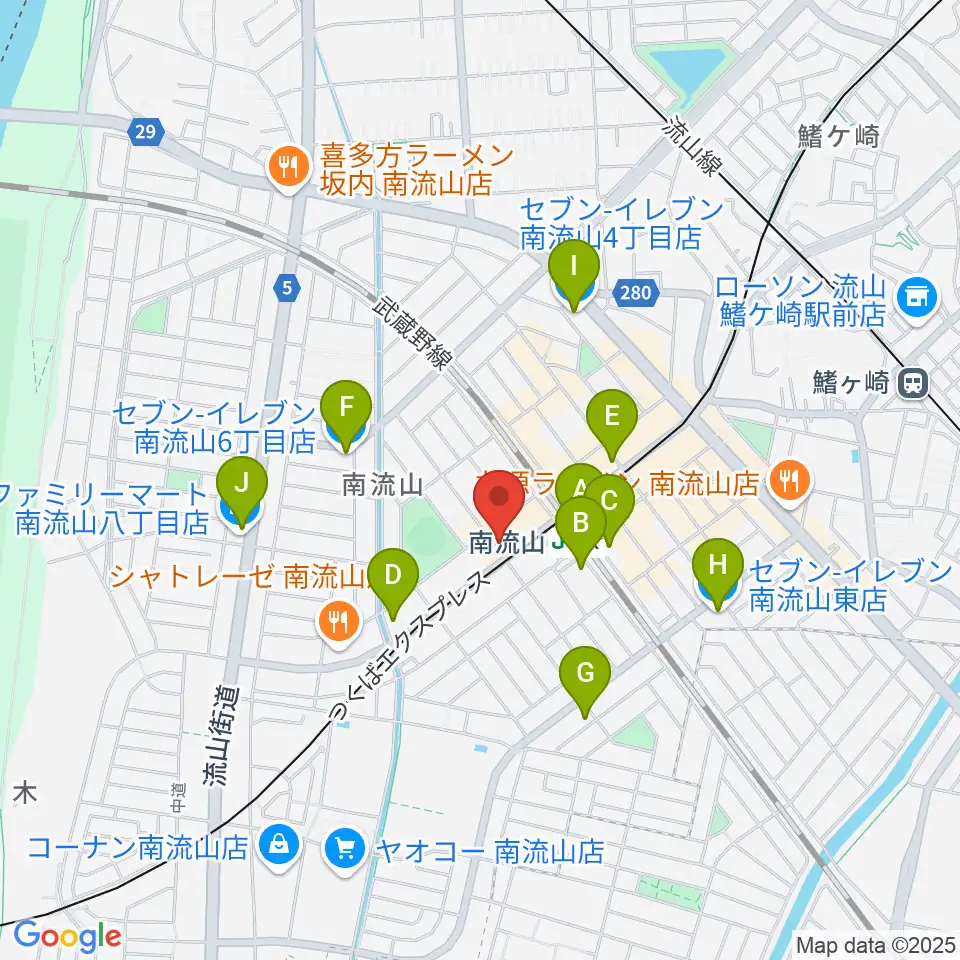 夢弦の会ギタースクール周辺のコンビニエンスストア一覧地図
