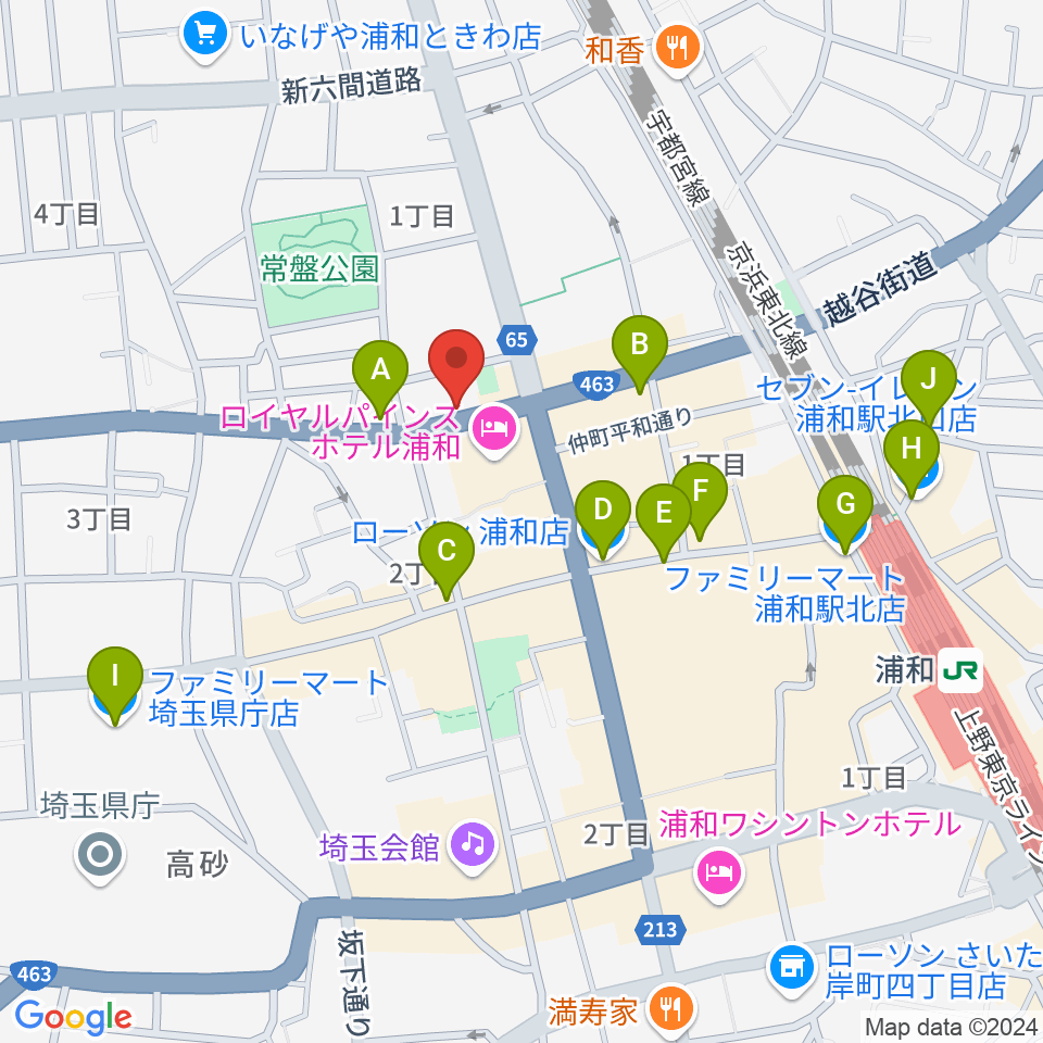 音楽教室ギターレ＆エアスト周辺のコンビニエンスストア一覧地図