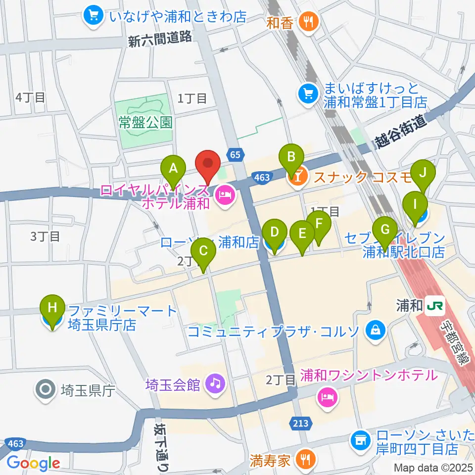 音楽教室ギターレ＆エアスト周辺のコンビニエンスストア一覧地図