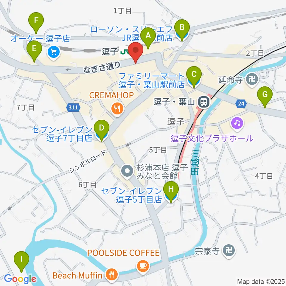 ファンデーク音楽院周辺のコンビニエンスストア一覧地図