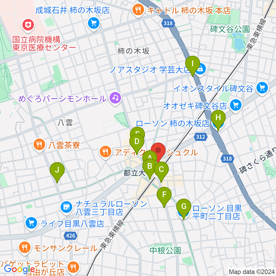 ボーカルスクールVOAT 東京本校周辺のコンビニエンスストア一覧地図