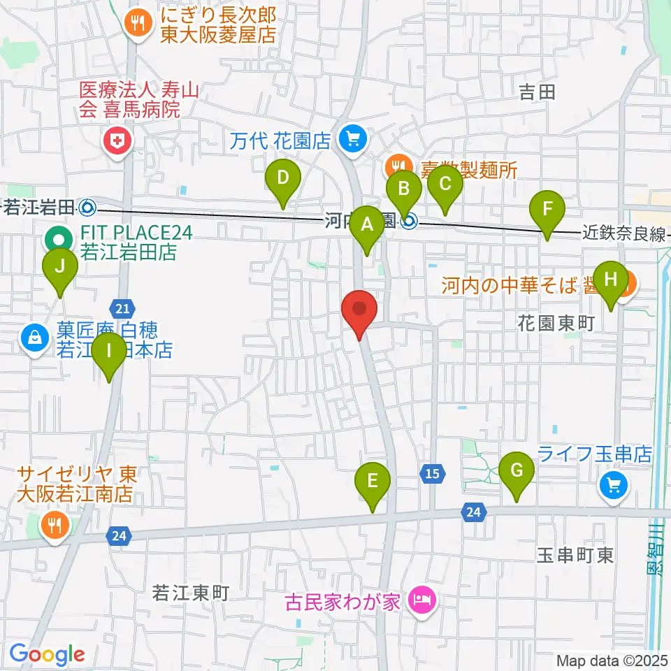 東大阪音楽学院周辺のコンビニエンスストア一覧地図