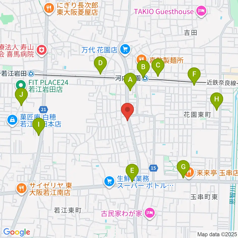 東大阪音楽学院周辺のコンビニエンスストア一覧地図