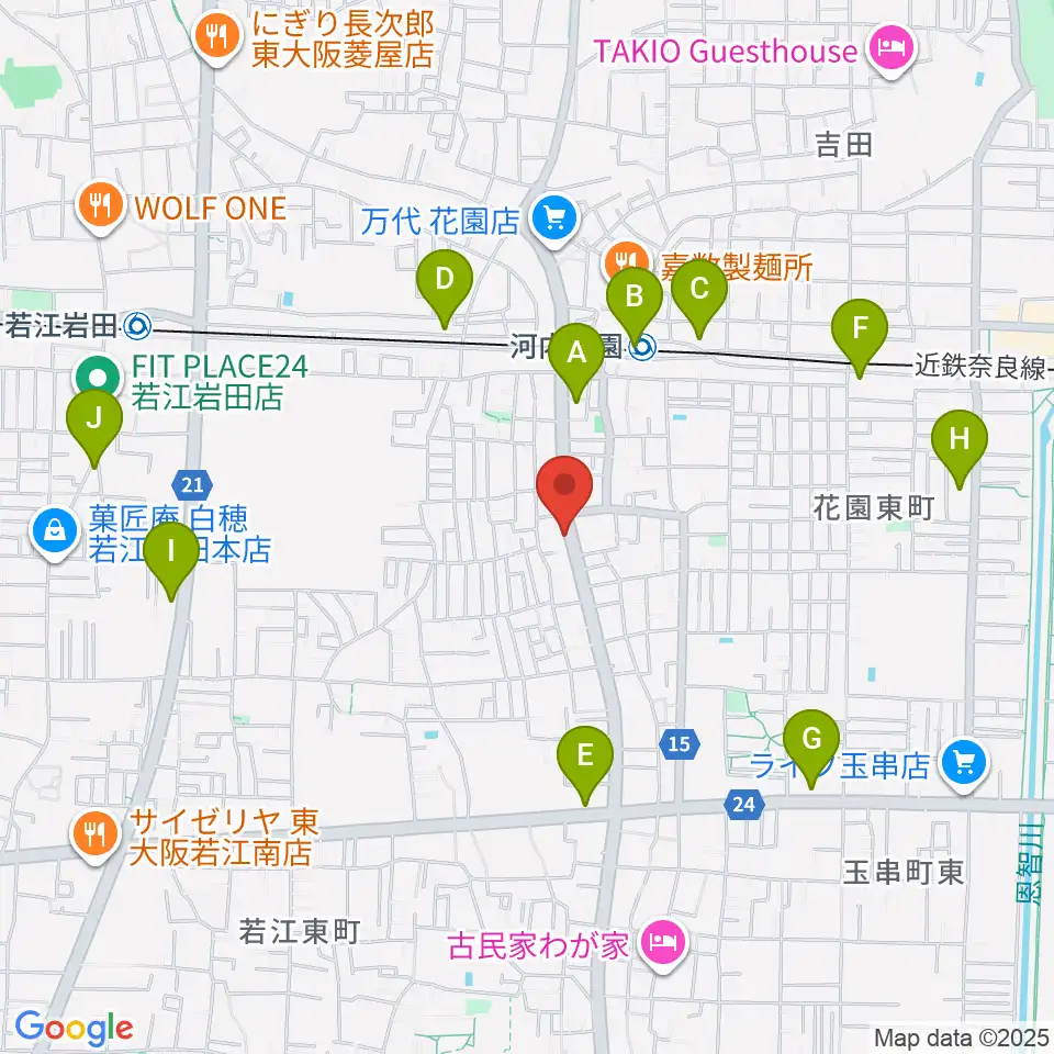 東大阪音楽学院周辺のコンビニエンスストア一覧地図