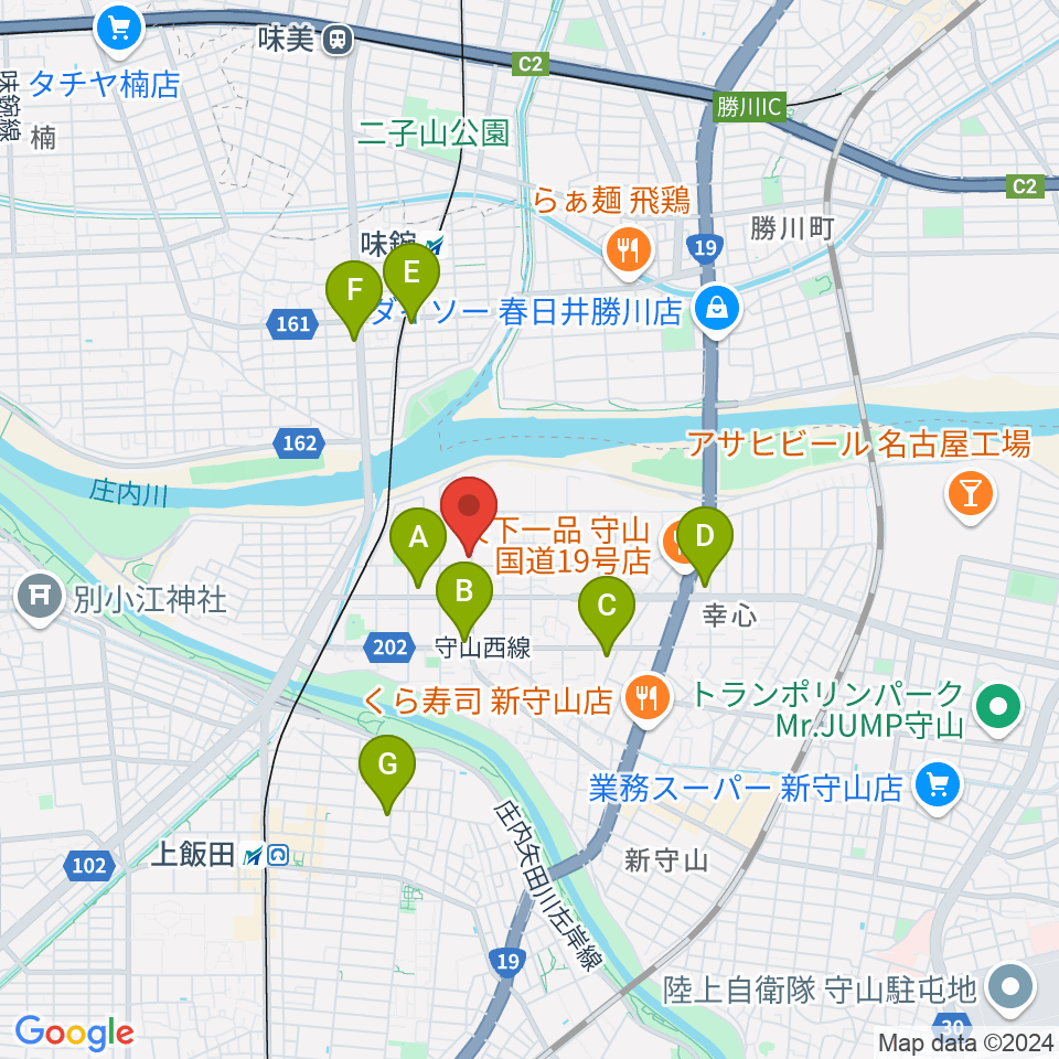 瀬古音楽センター周辺のコンビニエンスストア一覧地図