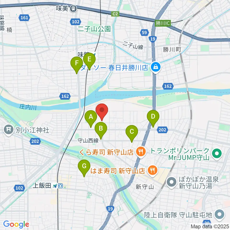 瀬古音楽センター周辺のコンビニエンスストア一覧地図