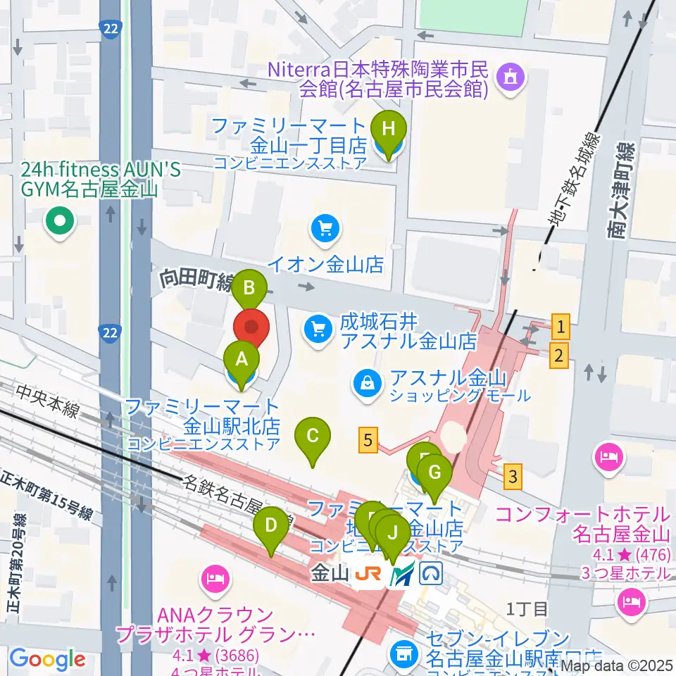 名古屋アズール・ギター教室周辺のコンビニエンスストア一覧地図