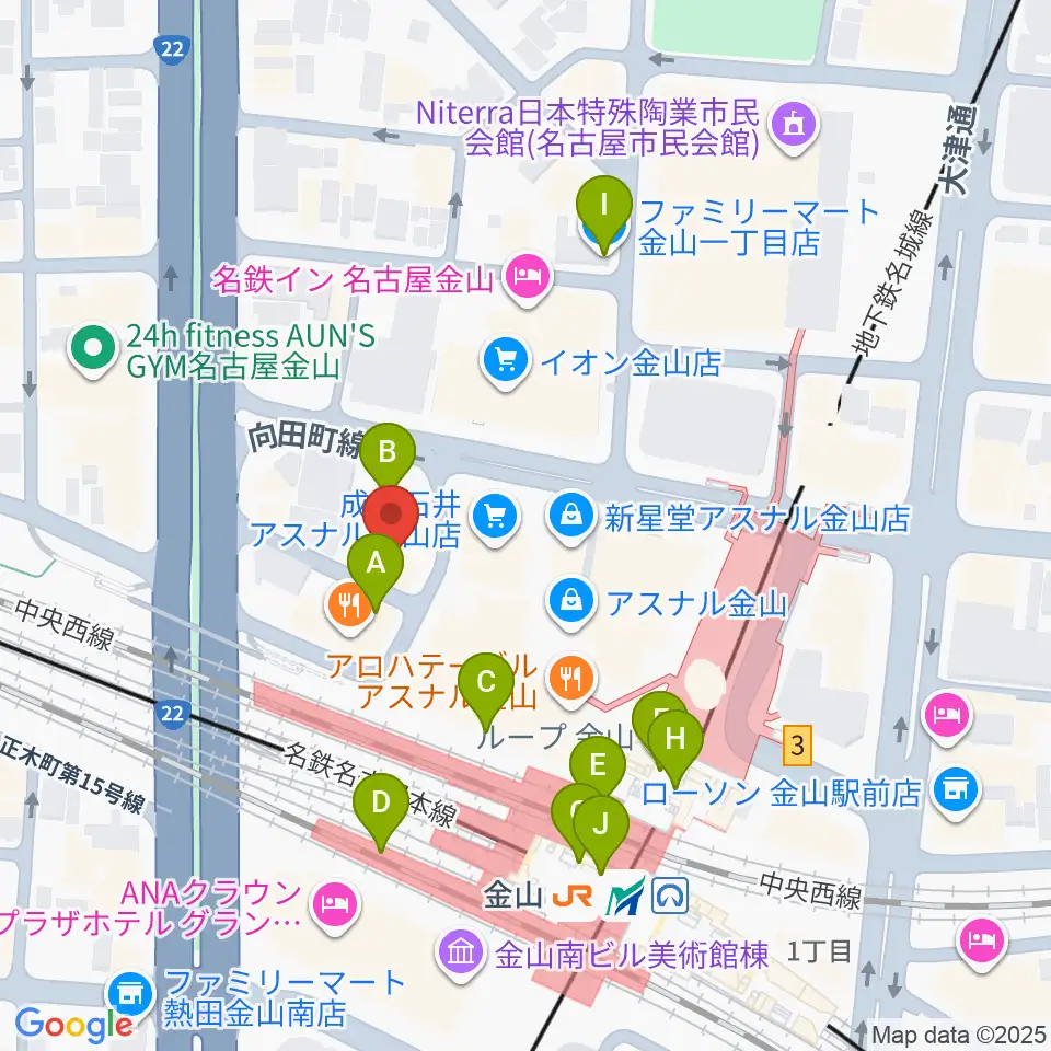 アズール・ギター教室周辺のコンビニエンスストア一覧地図