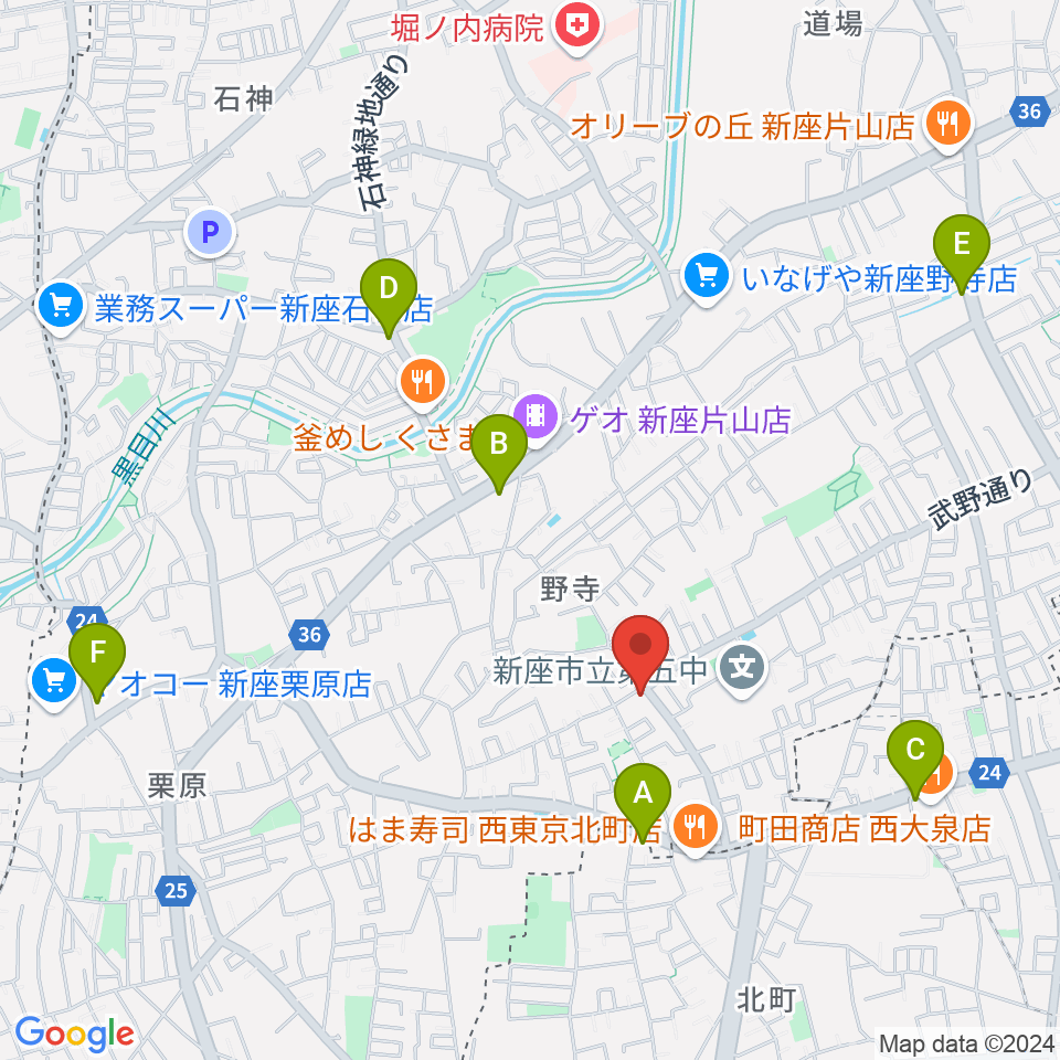 ブランチミュージックスクール周辺のコンビニエンスストア一覧地図