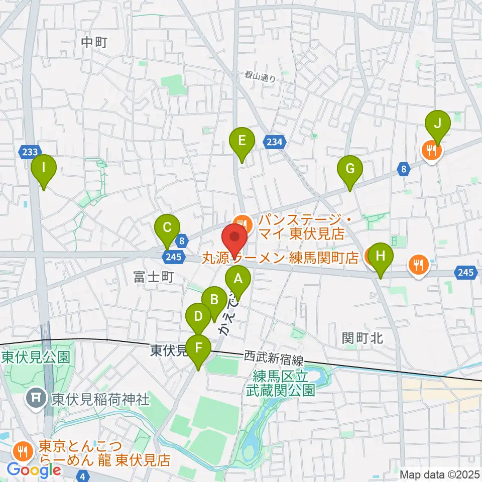 ステラ音楽教室 東伏見教室周辺のコンビニエンスストア一覧地図