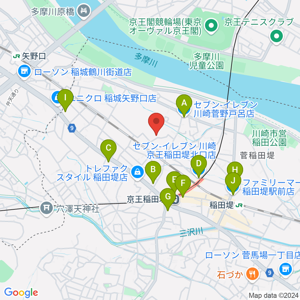 うえはらピアノ教室周辺のコンビニエンスストア一覧地図