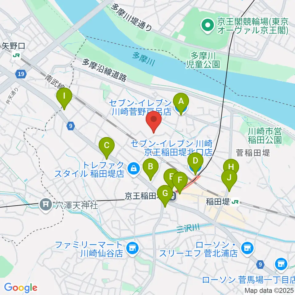 うえはらピアノ教室周辺のコンビニエンスストア一覧地図