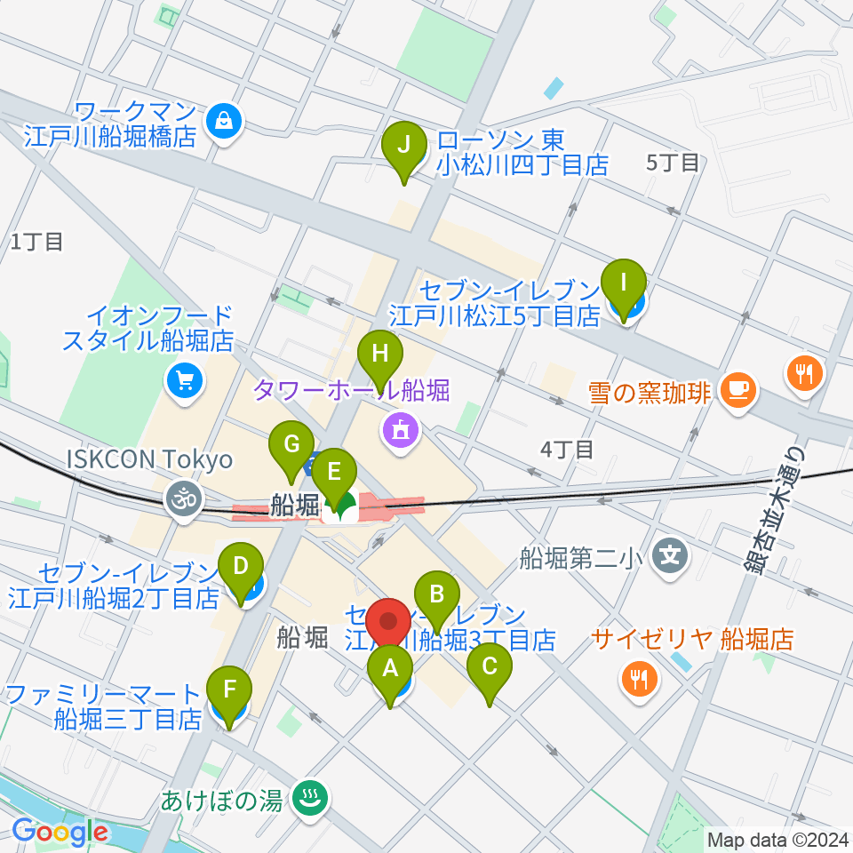 小林音楽教室 船堀教室周辺のコンビニエンスストア一覧地図