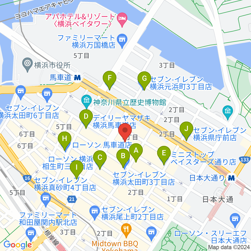 弁天スタジオ周辺のコンビニエンスストア一覧地図