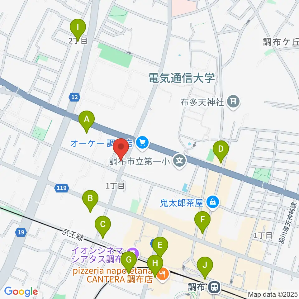 ちょうふ音楽教室周辺のコンビニエンスストア一覧地図