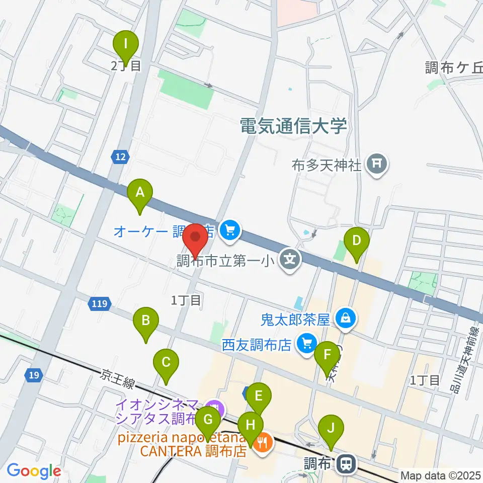 ちょうふ音楽教室周辺のコンビニエンスストア一覧地図