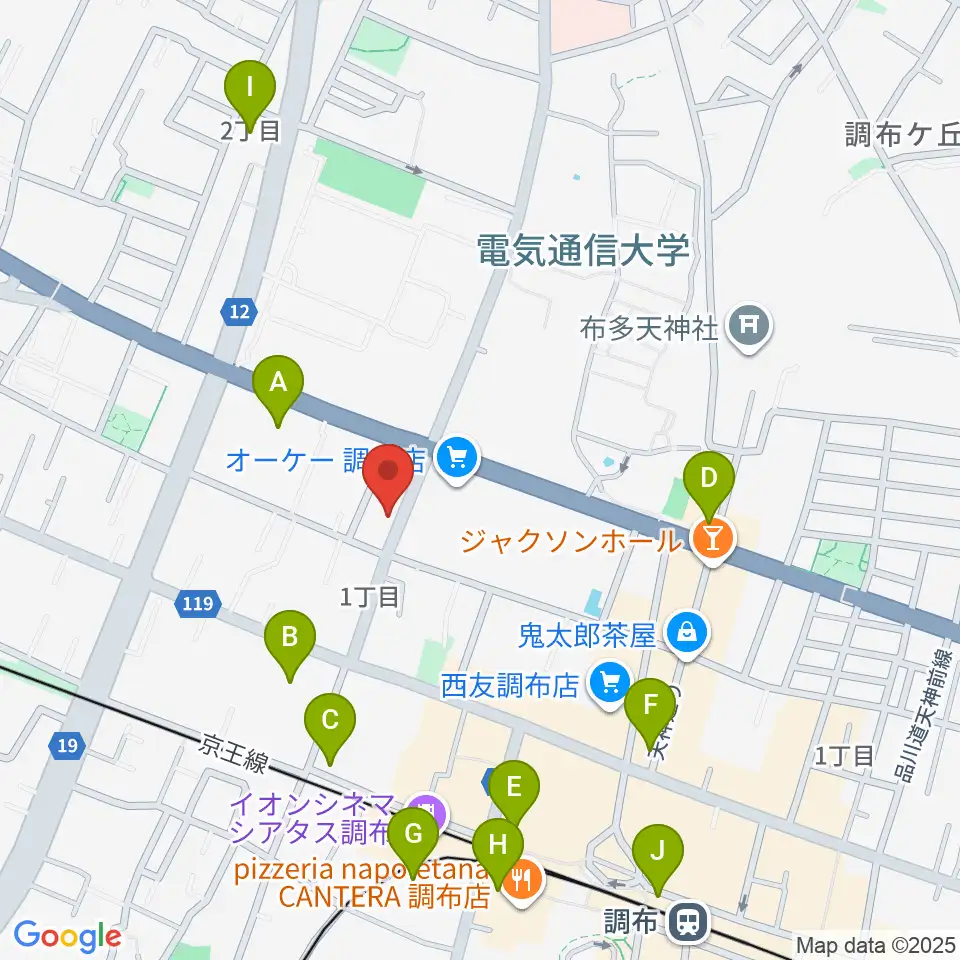 ちょうふ音楽教室周辺のコンビニエンスストア一覧地図