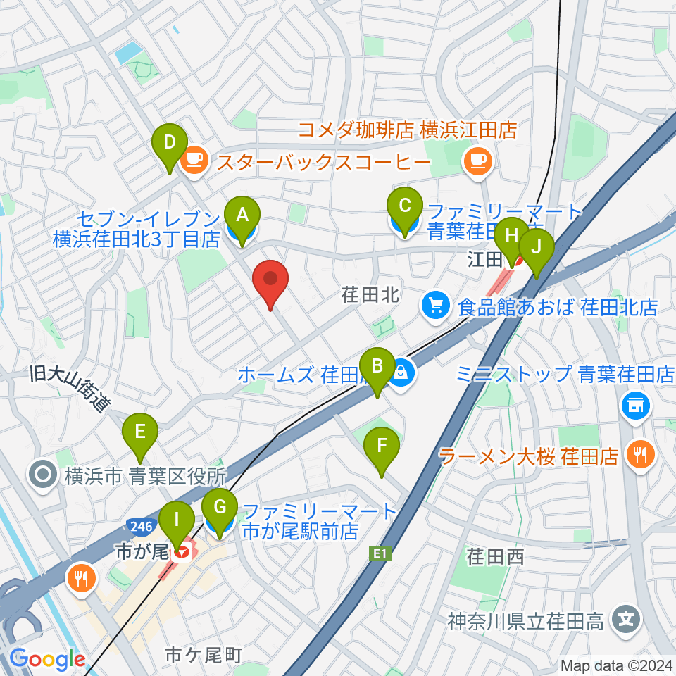 青葉マンドリン教室周辺のコンビニエンスストア一覧地図