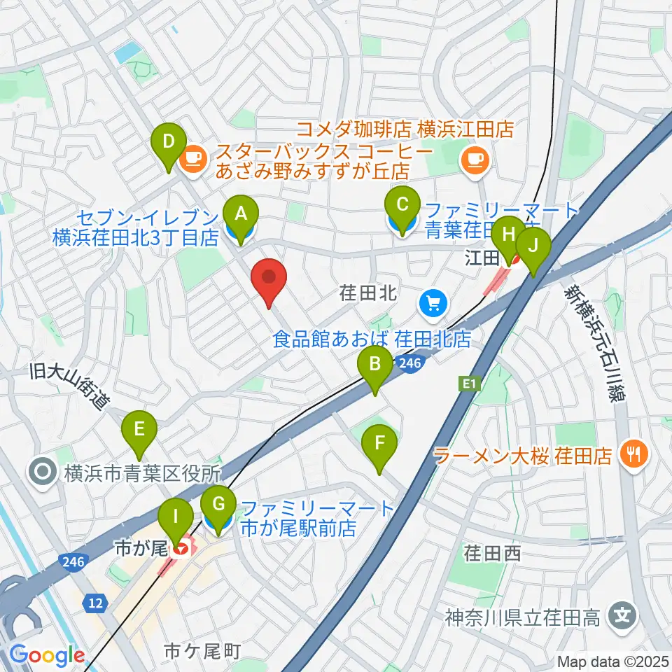 青葉マンドリン教室周辺のコンビニエンスストア一覧地図