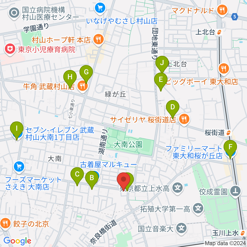 ステラ音楽教室 玉川上水教室周辺のコンビニエンスストア一覧地図