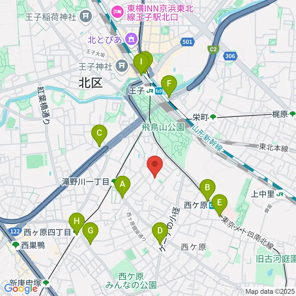 飛鳥音楽学園周辺のコンビニエンスストア一覧地図